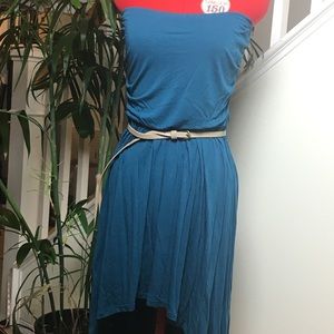 Edge Turquoise Strapless hi low dress- L (EUC)
